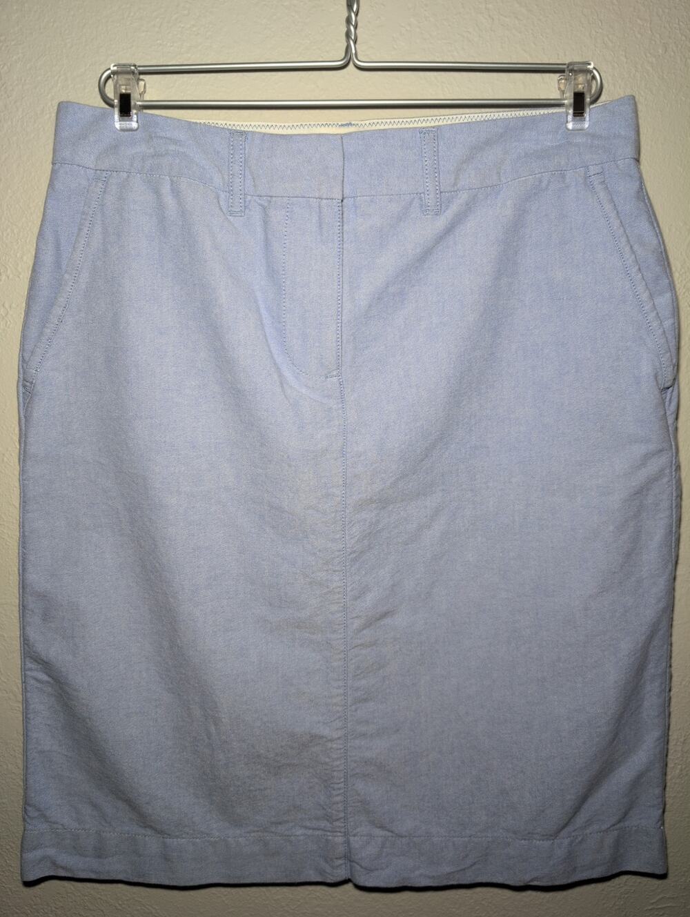 LL Bean Women's Skirt Blue 6 Cotton‎ Straight Favorite Fit Pencil Casual